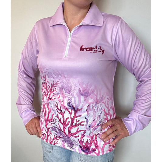 Women’s Lavender Coral Sunshirt Shirt – Lightweight & UPF 50+
