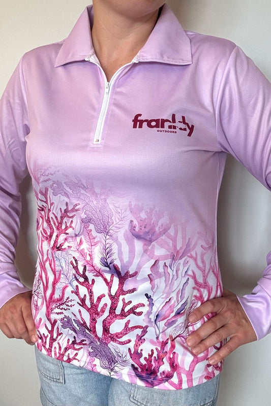 Women’s Lavender Coral Sunshirt Shirt – Lightweight & UPF 50+