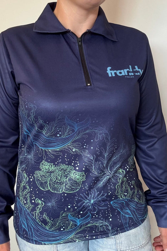 Women’s Navy Whale Sunshirt Shirt – Lightweight & UPF 50+