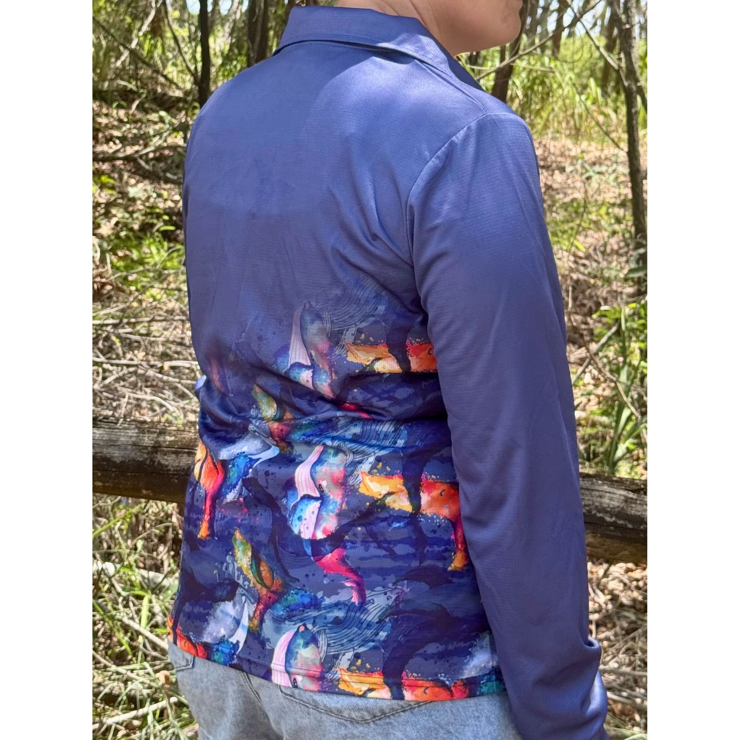 Women’s Watercolour Whale Sunshirt Shirt – Lightweight & UPF 50+