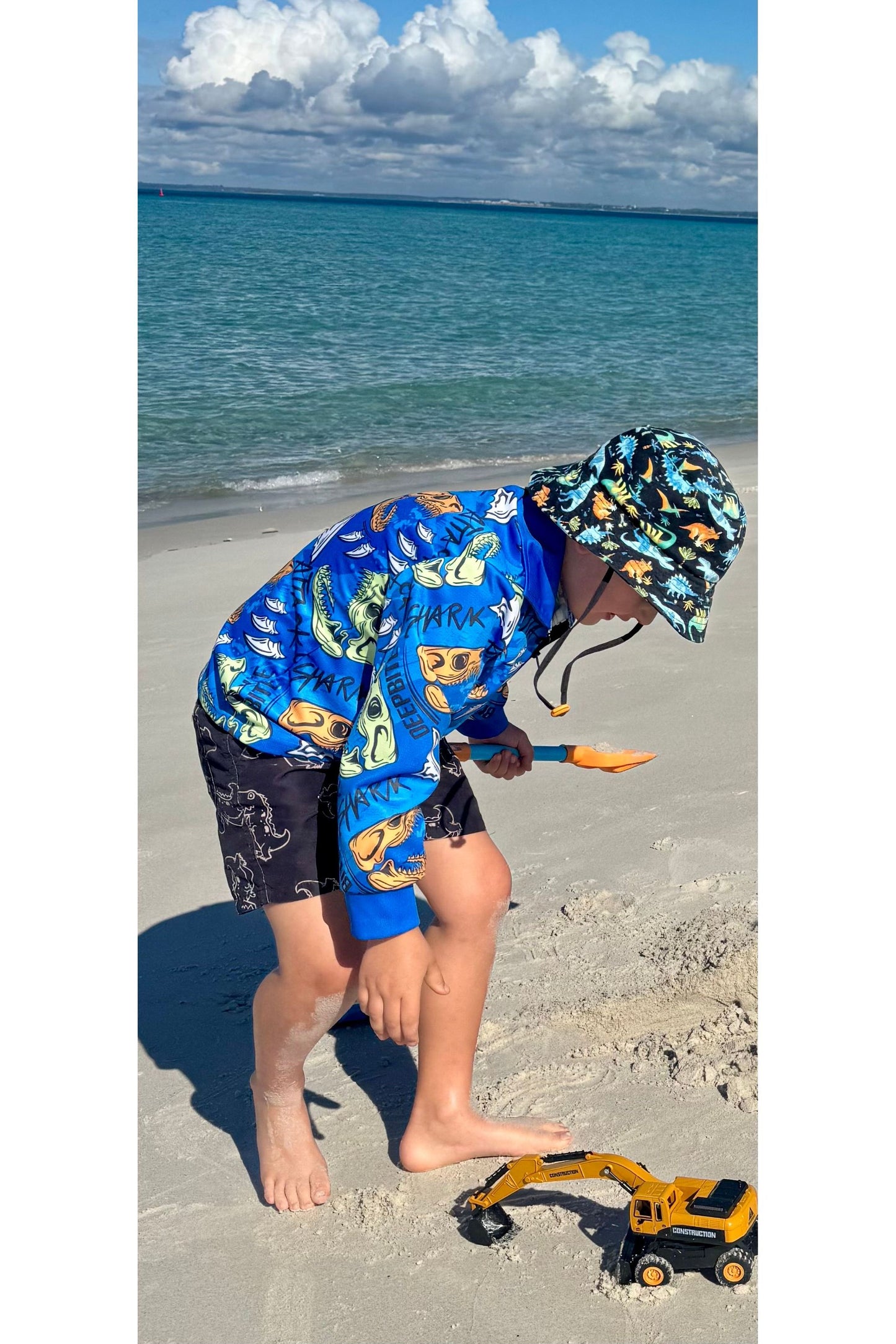 Kids UPF 50+ Sun Shirt Shark Attack