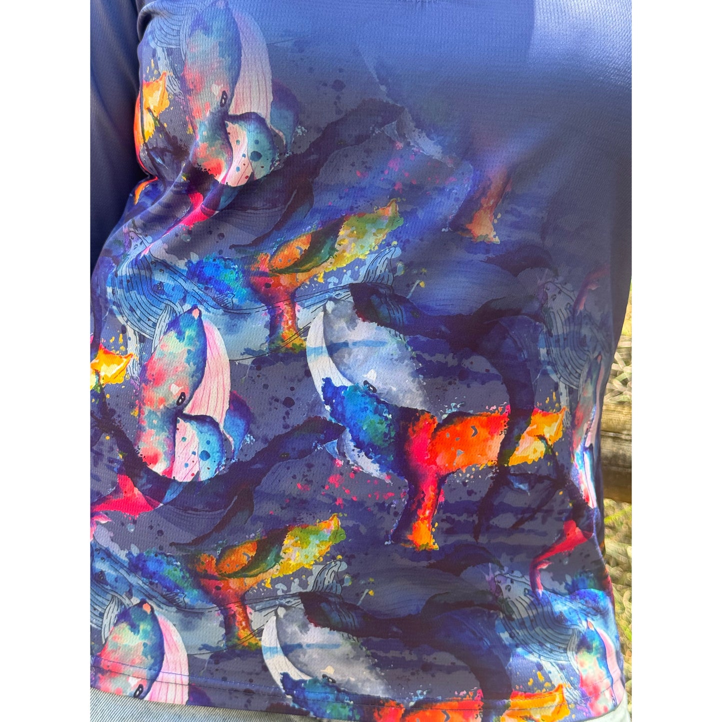 Women’s Watercolour Whale Sunshirt Shirt – Lightweight & UPF 50+