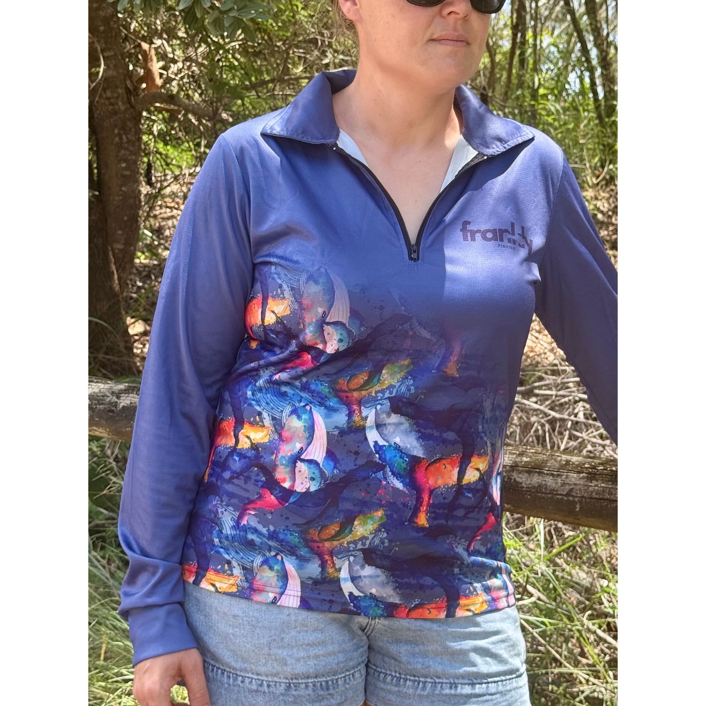 Women’s Watercolour Whale Sunshirt Shirt – Lightweight & UPF 50+