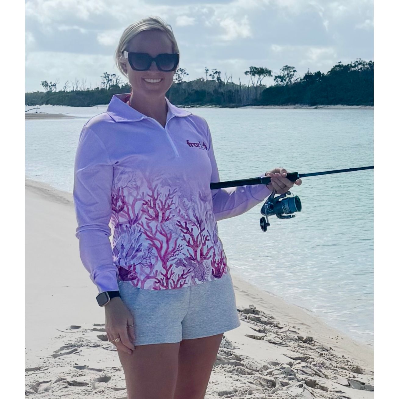 Women’s Lavender Coral Sunshirt Shirt – Lightweight & UPF 50+