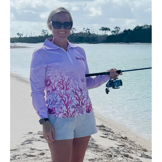 Women’s Lavender Coral Sunshirt Shirt – Lightweight & UPF 50+